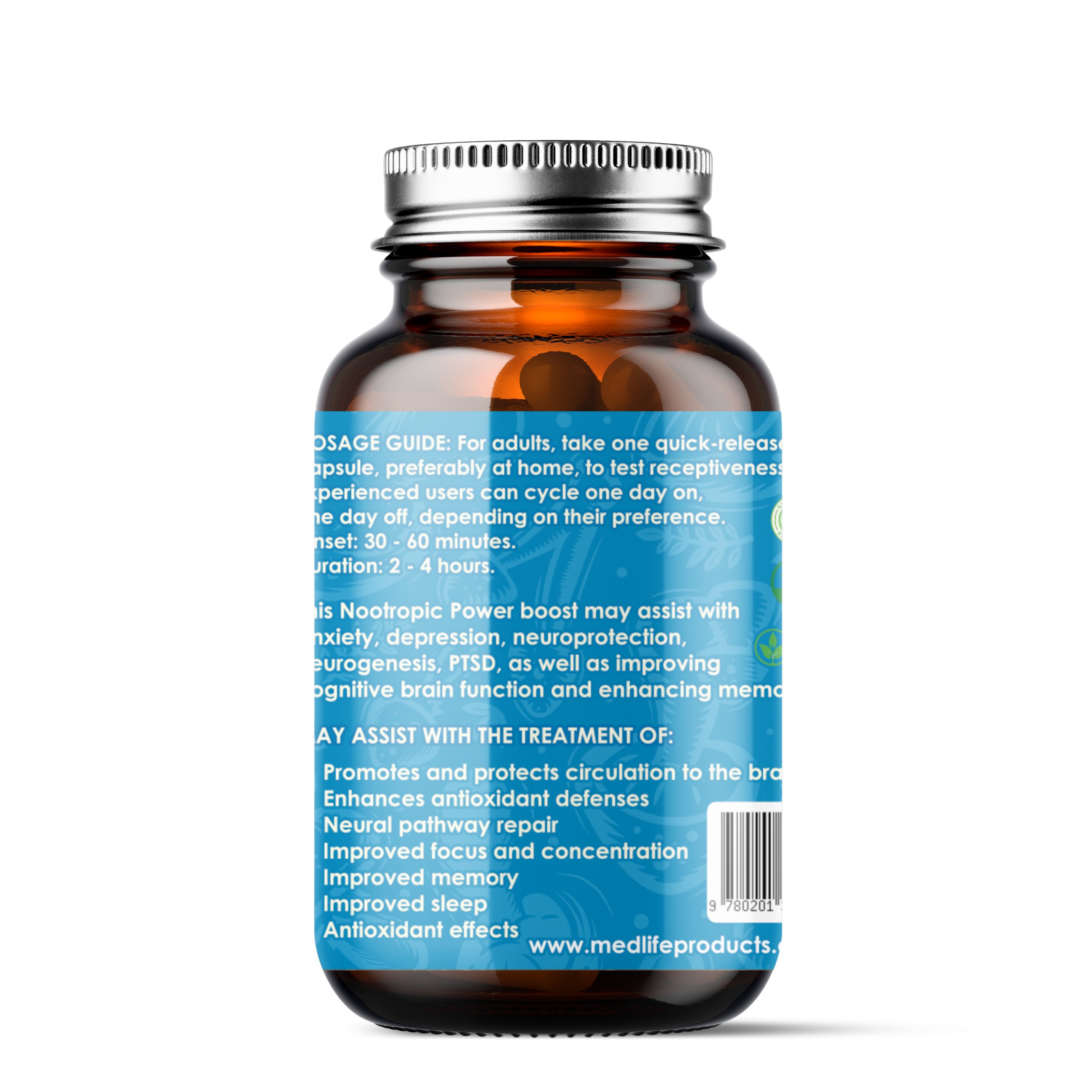 Medlife Nootropic Brain & Memory Power Boost with CBD - 60 Capsules - Image 3
