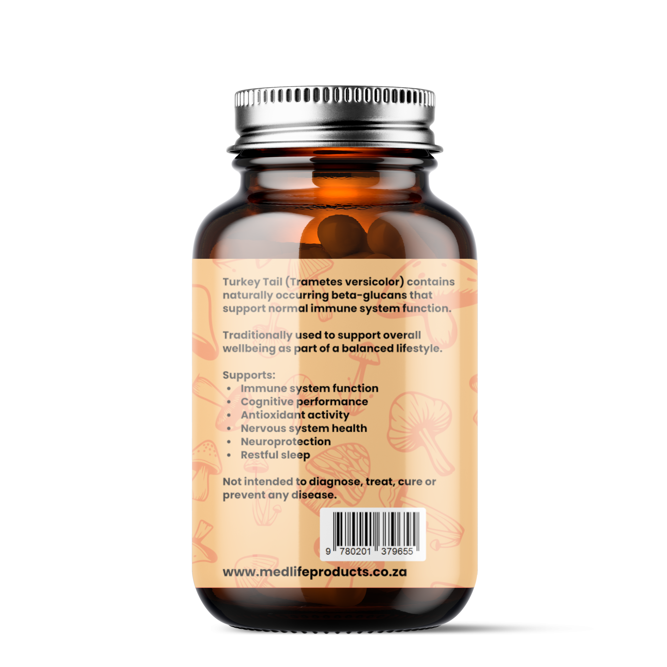Medlife Turkey Tail with CBD- 1200mg-60 Capsules - Image 3