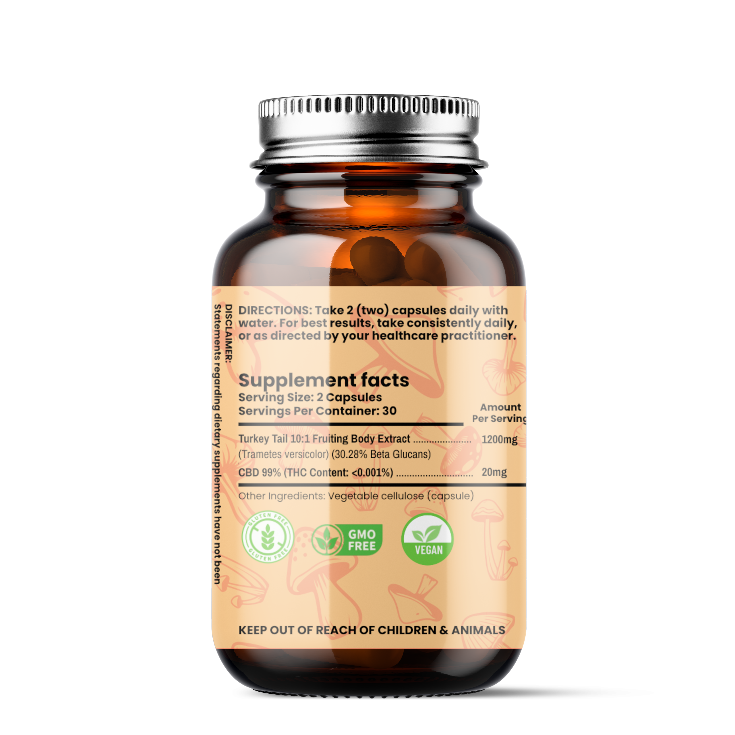 Medlife Turkey Tail with CBD- 1200mg-60 Capsules - Image 2