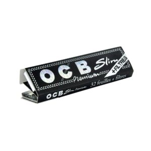 OCB Rolling Papers-Slick Black + Tips